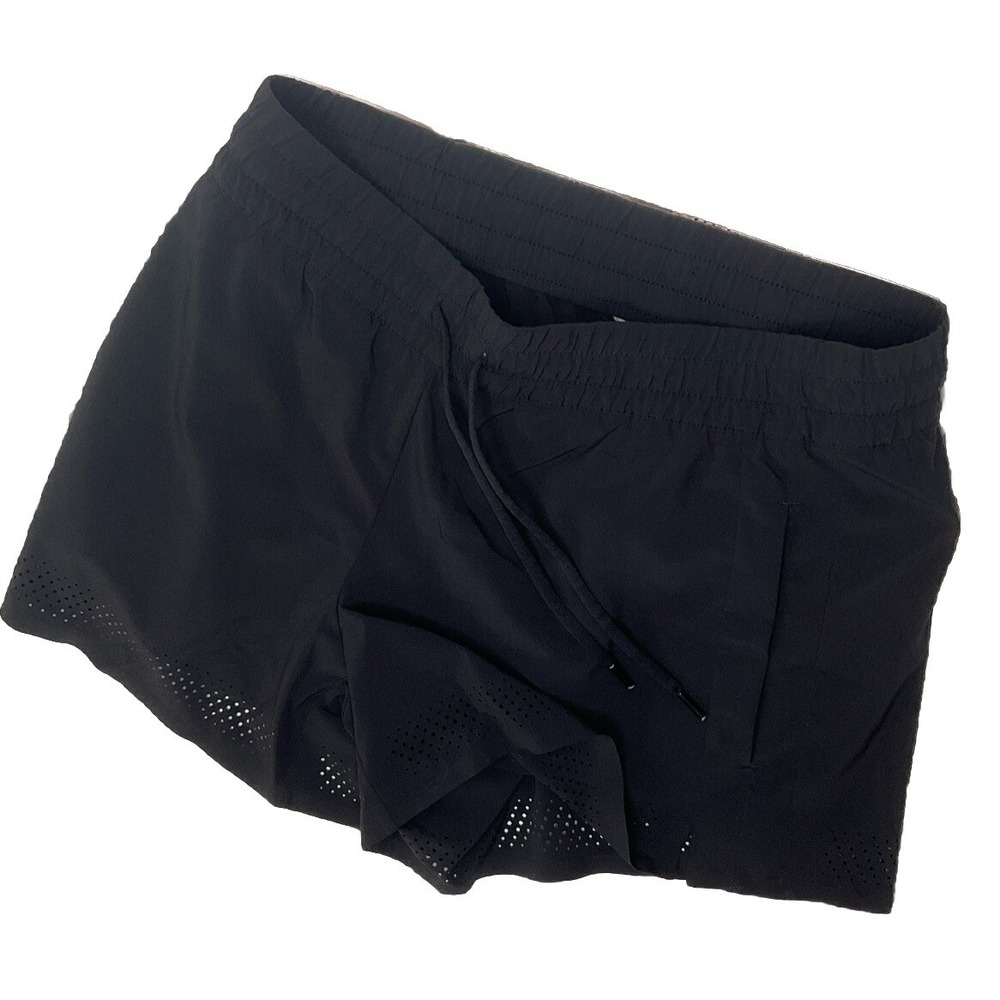 Athleta Shorts Racer Run Lined Mesh‎ Details Training Athletic Women Sz 8 Black
